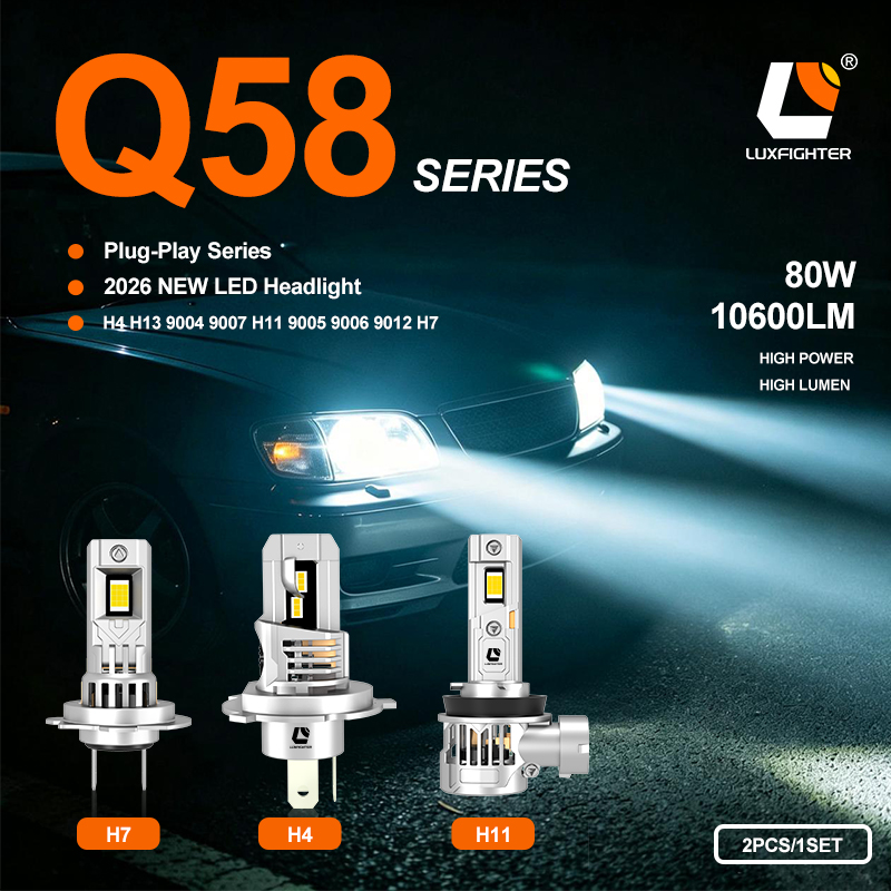 A nova série LUXFIGHTER 2026 Q58 de faróis automotivos LED plug-in foi lançada oficialmente